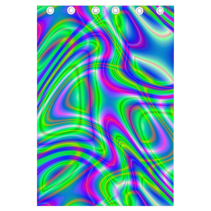 Neon Green Psychedelic Trippy Print Curtain