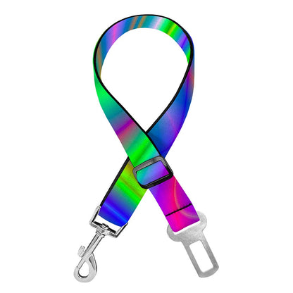Neon Green Psychedelic Trippy Print Dog Seat Belt