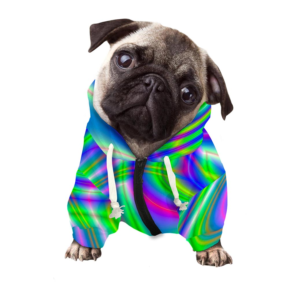Neon Green Psychedelic Trippy Print Dog Zip Up Hoodie