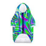 Neon Green Psychedelic Trippy Print Dog Zip Up Hoodie