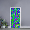 Neon Green Psychedelic Trippy Print Door Sticker