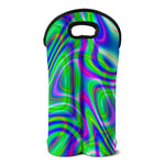 Neon Green Psychedelic Trippy Print Double Neoprene Wine Tote