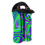 Neon Green Psychedelic Trippy Print Double Neoprene Wine Tote