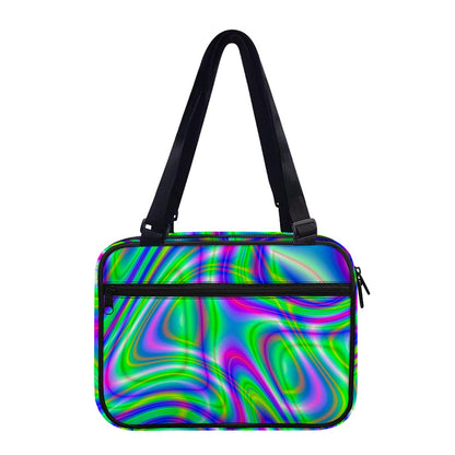 Neon Green Psychedelic Trippy Print Double Strap Bible Bag