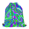 Neon Green Psychedelic Trippy Print Drawstring Bag