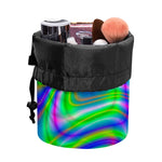 Neon Green Psychedelic Trippy Print Drawstring Makeup Bag