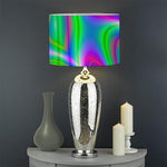 Neon Green Psychedelic Trippy Print Drum Lamp Shade