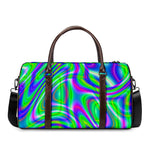 Neon Green Psychedelic Trippy Print Duffle Bag