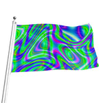 Neon Green Psychedelic Trippy Print Flag