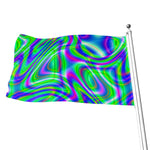 Neon Green Psychedelic Trippy Print Flag