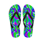 Neon Green Psychedelic Trippy Print Flip Flops