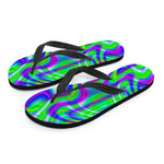 Neon Green Psychedelic Trippy Print Flip Flops