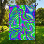 Neon Green Psychedelic Trippy Print Garden Flag