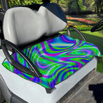 Neon Green Psychedelic Trippy Print Golf Cart Seat Cover