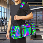 Neon Green Psychedelic Trippy Print Gym Bag