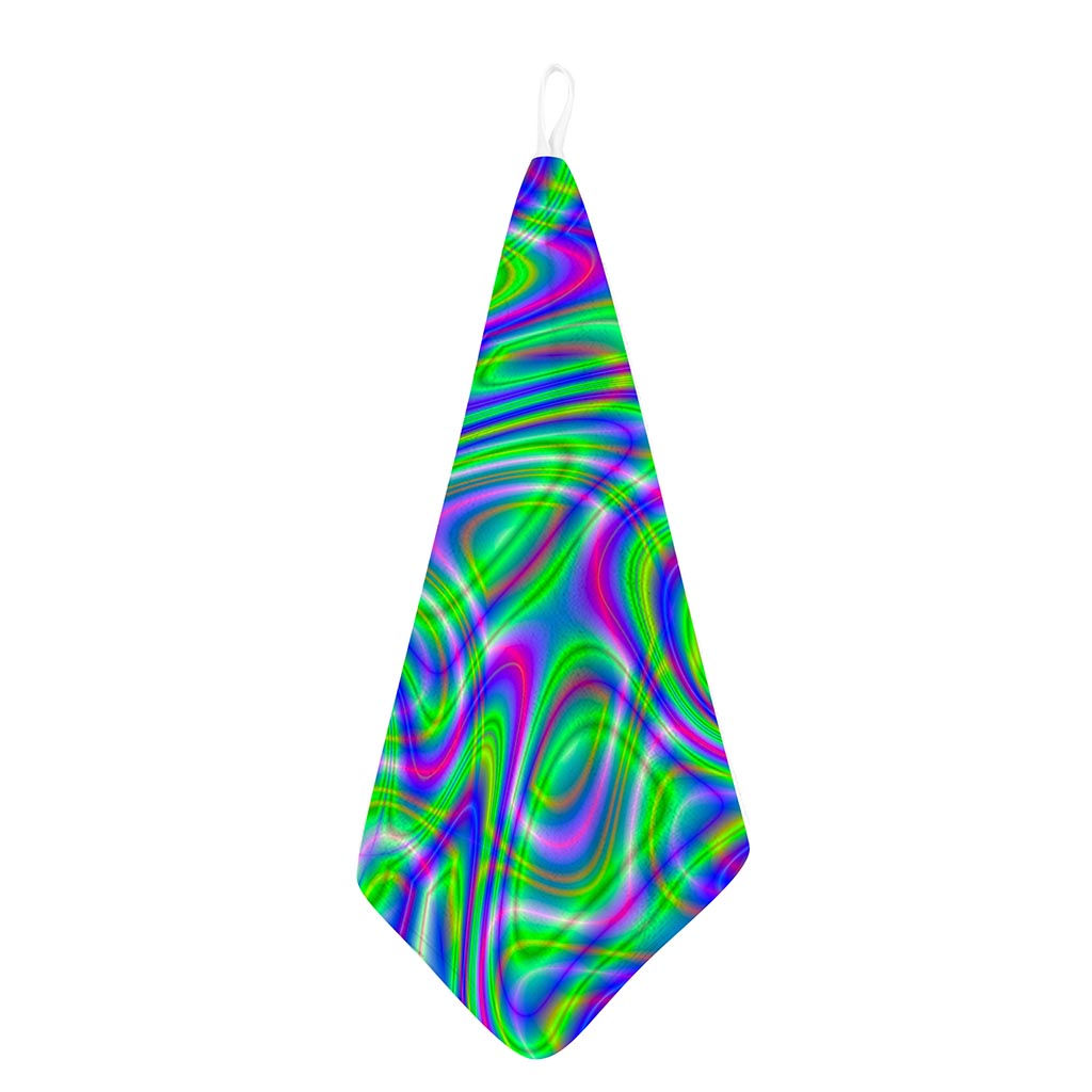 Neon Green Psychedelic Trippy Print Hand Towel