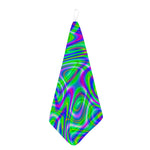 Neon Green Psychedelic Trippy Print Hand Towel