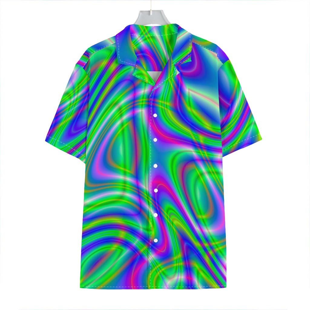 Neon Green Psychedelic Trippy Print Hawaiian Shirt