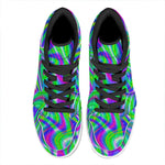 Neon Green Psychedelic Trippy Print High Top Leather Sneakers