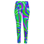 Neon Green Psychedelic Trippy Print High-Waisted Pocket Leggings