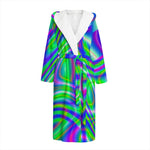 Neon Green Psychedelic Trippy Print Hooded Bathrobe