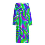 Neon Green Psychedelic Trippy Print Hooded Bathrobe