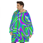 Neon Green Psychedelic Trippy Print Hoodie Blanket
