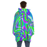 Neon Green Psychedelic Trippy Print Hoodie Blanket