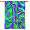 Neon Green Psychedelic Trippy Print House Flag