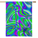 Neon Green Psychedelic Trippy Print House Flag