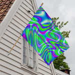 Neon Green Psychedelic Trippy Print House Flag