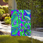 Neon Green Psychedelic Trippy Print House Flag