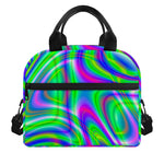 Neon Green Psychedelic Trippy Print Insulated Lunch Bag