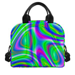 Neon Green Psychedelic Trippy Print Insulated Lunch Bag