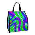 Neon Green Psychedelic Trippy Print Insulated Lunch Tote