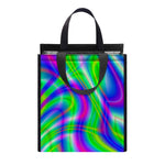 Neon Green Psychedelic Trippy Print Insulated Lunch Tote