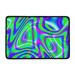 Neon Green Psychedelic Trippy Print Kitchen Mat