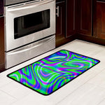 Neon Green Psychedelic Trippy Print Kitchen Mat