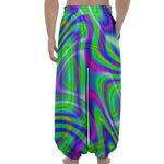 Neon Green Psychedelic Trippy Print Lantern Pants