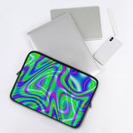 Neon Green Psychedelic Trippy Print Laptop Sleeve