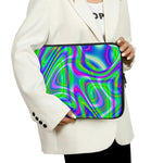 Neon Green Psychedelic Trippy Print Laptop Sleeve