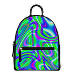 Neon Green Psychedelic Trippy Print Leather Backpack