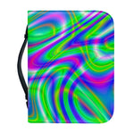 Neon Green Psychedelic Trippy Print Leather Bible Cover