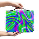 Neon Green Psychedelic Trippy Print Leather Bible Cover