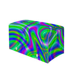Neon Green Psychedelic Trippy Print Leather Tissue Box Cover