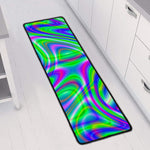 Neon Green Psychedelic Trippy Print Long Kitchen Mat