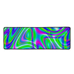 Neon Green Psychedelic Trippy Print Long Kitchen Mat
