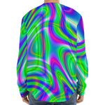 Neon Green Psychedelic Trippy Print Long Sleeve Baseball Jersey
