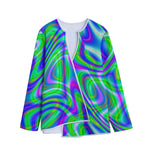 Neon Green Psychedelic Trippy Print Long Sleeve Short Coat