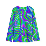 Neon Green Psychedelic Trippy Print Long Sleeve Short Coat